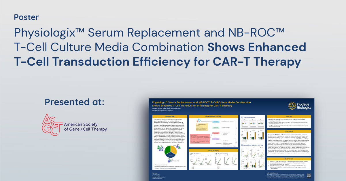 Poster About Physiologix Serum Replacement & NB-ROC T-Cell Culture Media Combination