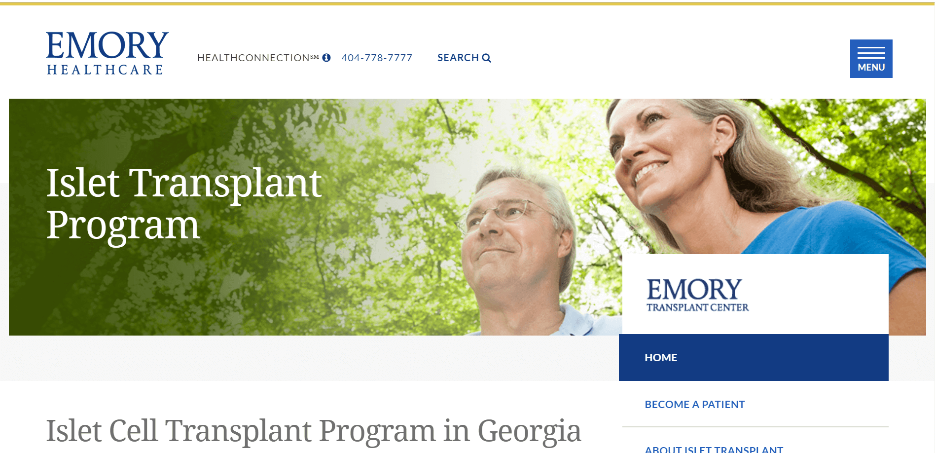 Emory Islet Transplant Program, Emory Healthcare Transplant Center