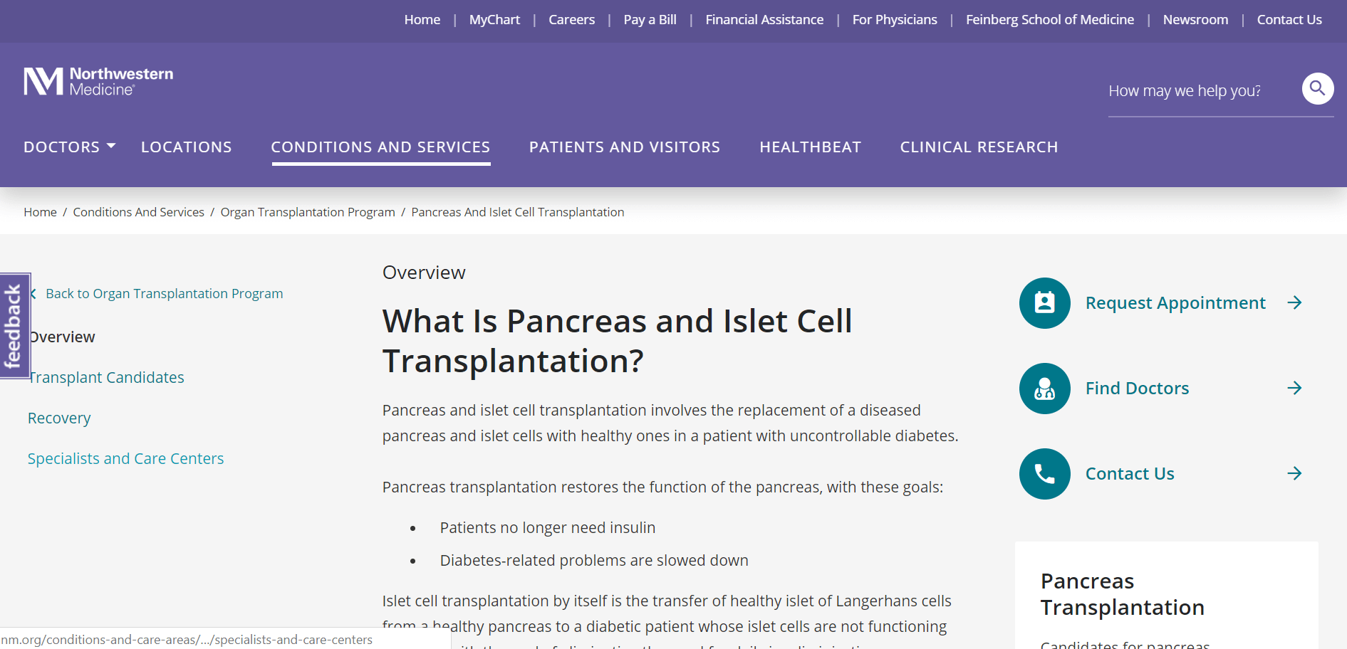 Northwestern Medicine, What is Pancreas and Islet Cell Transplantation?