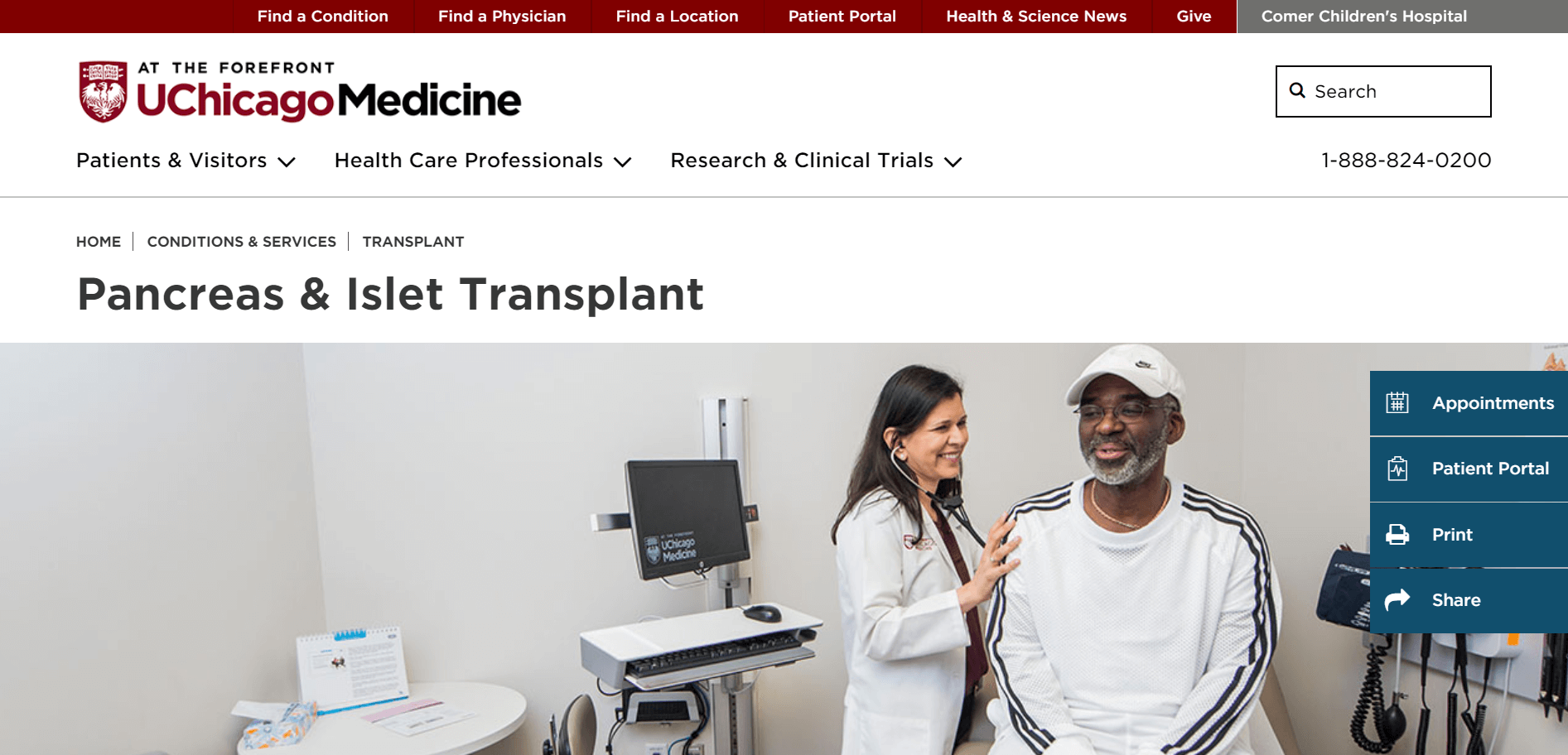 University of Chicago Medicine, Pancreas and Islet Transplant